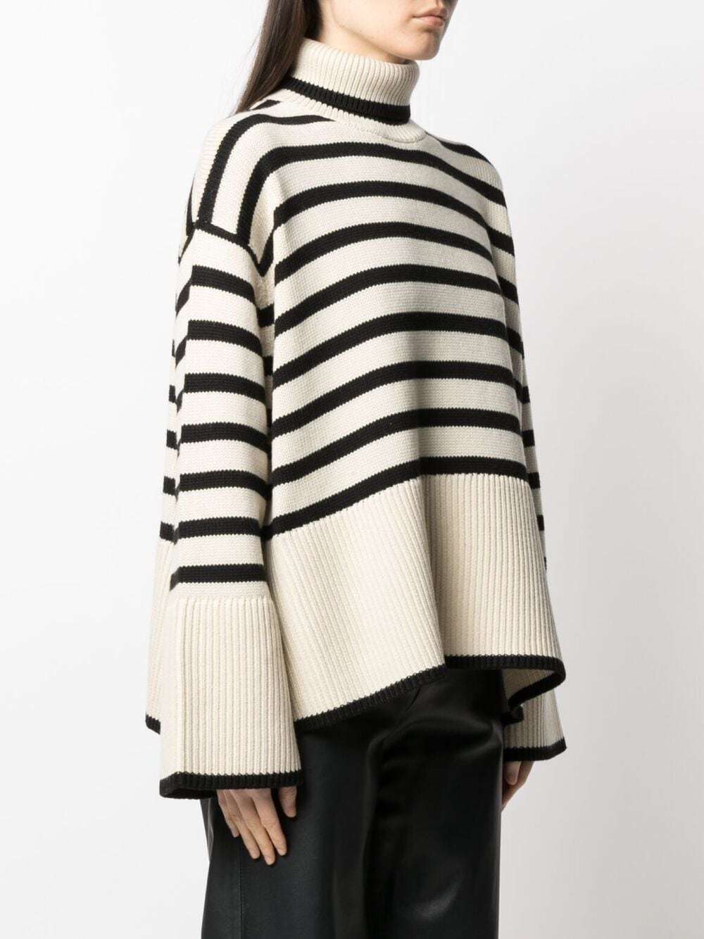 Totême Striped Wool And Cotton-blend Turtleneck Sweater In Neutral