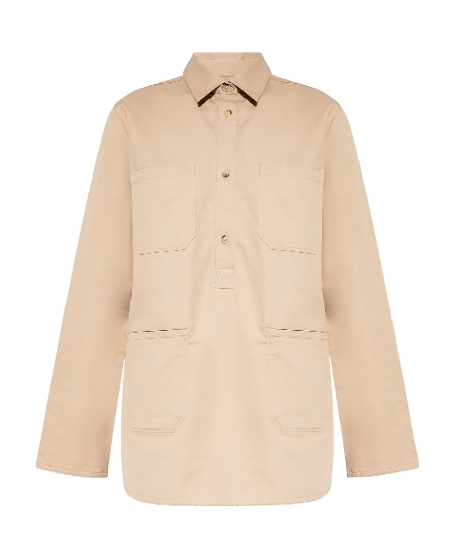 Totême Long-sleeve Twill Shirt In Nude