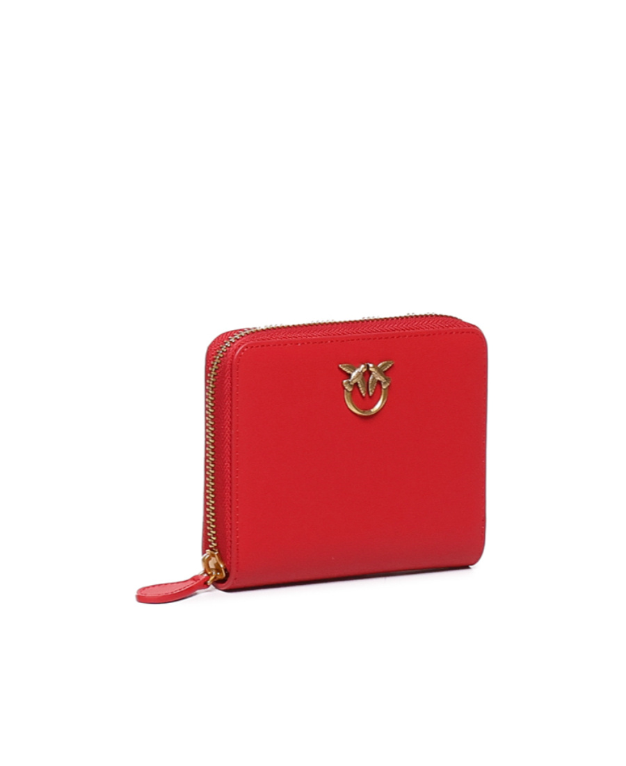 Shop Pinko Logo Plaque Zip Around Wallet In Red