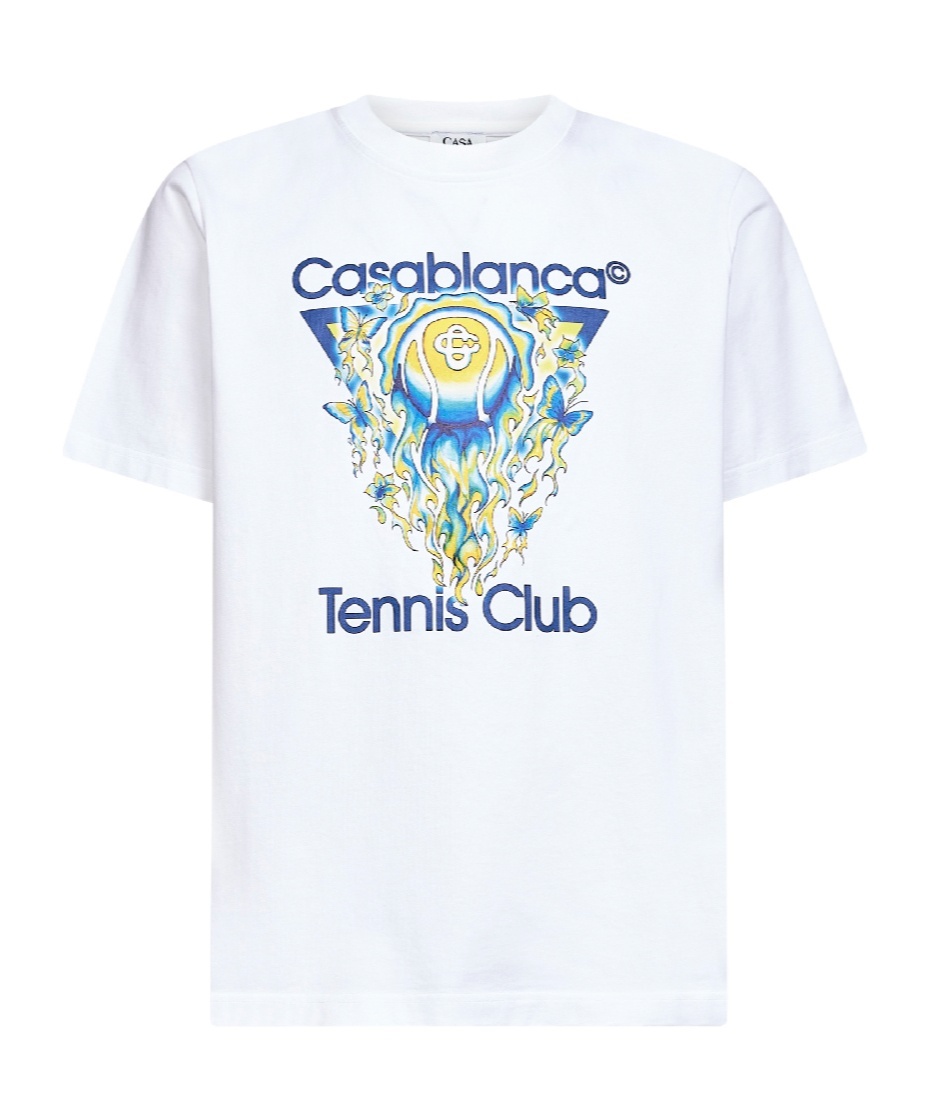 Casablanca Classic Fit Tennis Club Icon Organic Cotton Graphic T-shirt In White