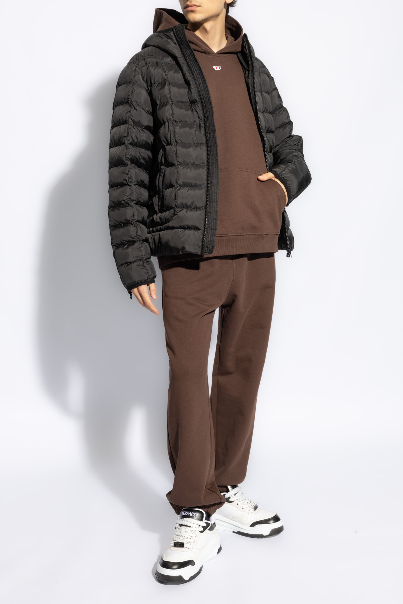 Diesel Logo-patch Cotton Track Pants In Green