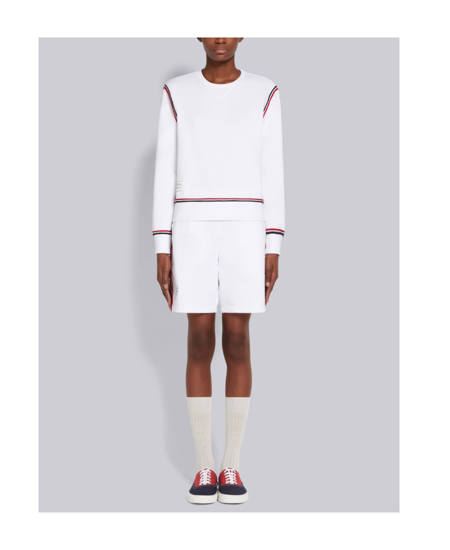 Shop Thom Browne Rwb-stripe Track Shorts In White