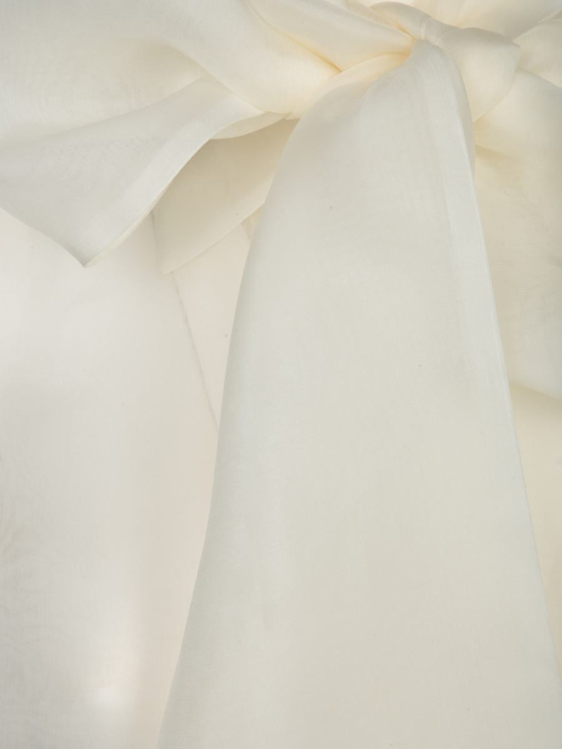 P.a.r.o.s.h Long-sleeved Translucent Blouse In White