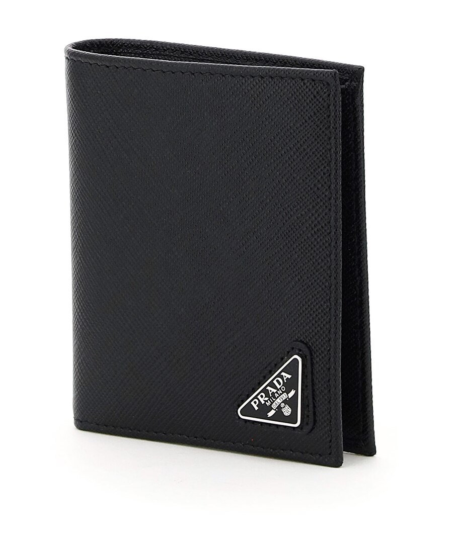 Prada Men Black Leather Wallet In Black