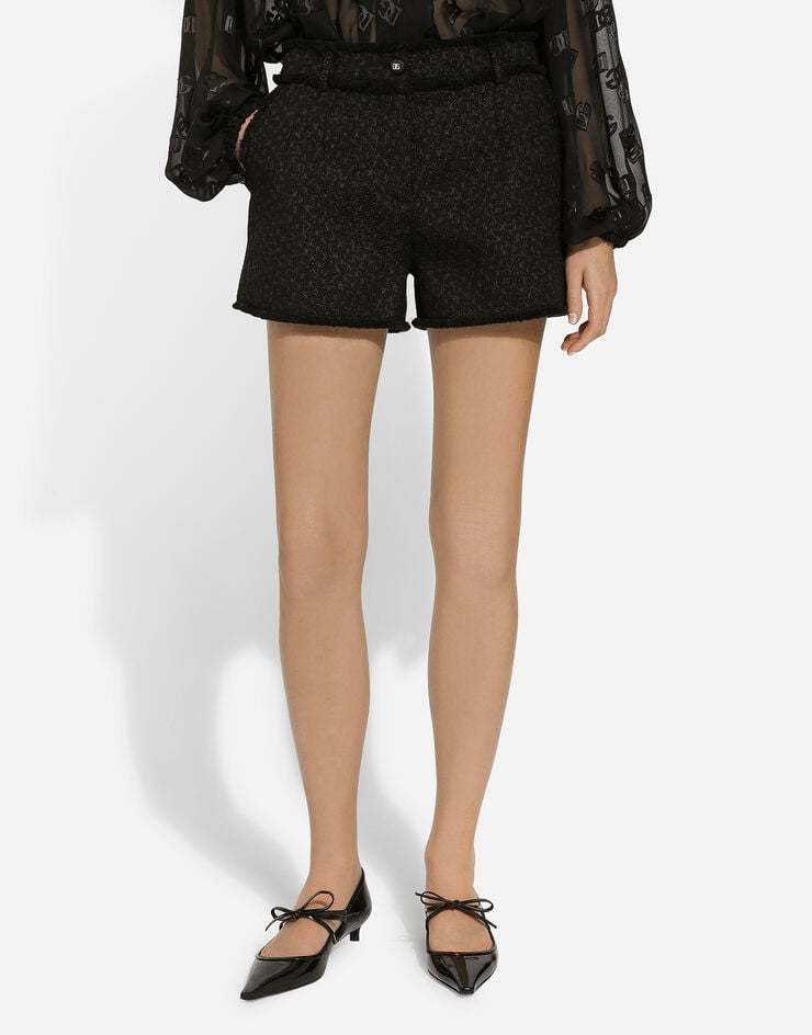Dolce & Gabbana Frayed Detailing Tailored Shorts In Black