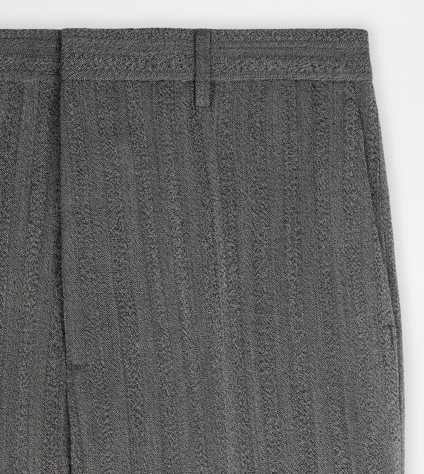 Tod's Wool Blend Slim Fit Pants In Gray