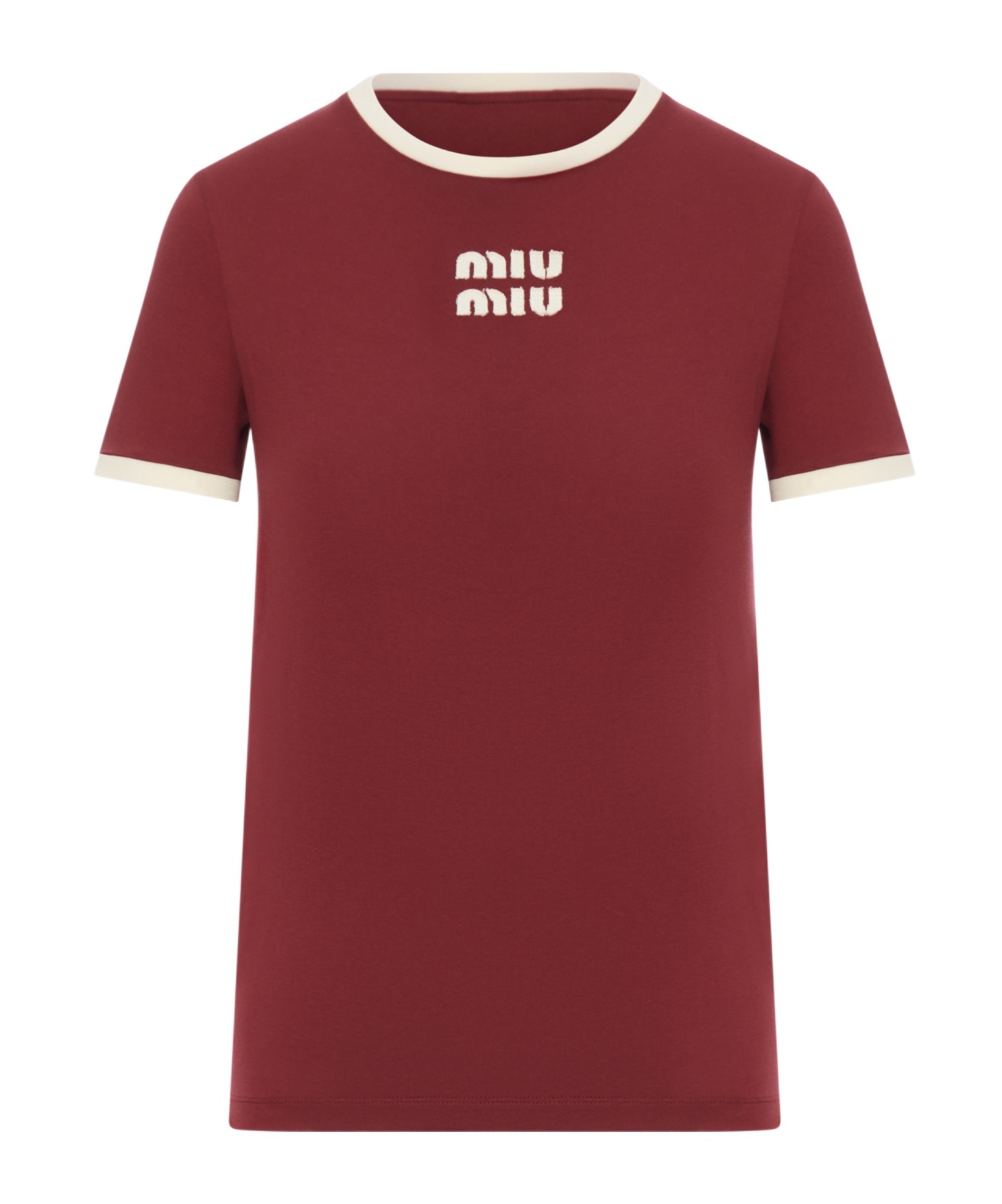 Miu Miu Crew Neck T-shirt In Red