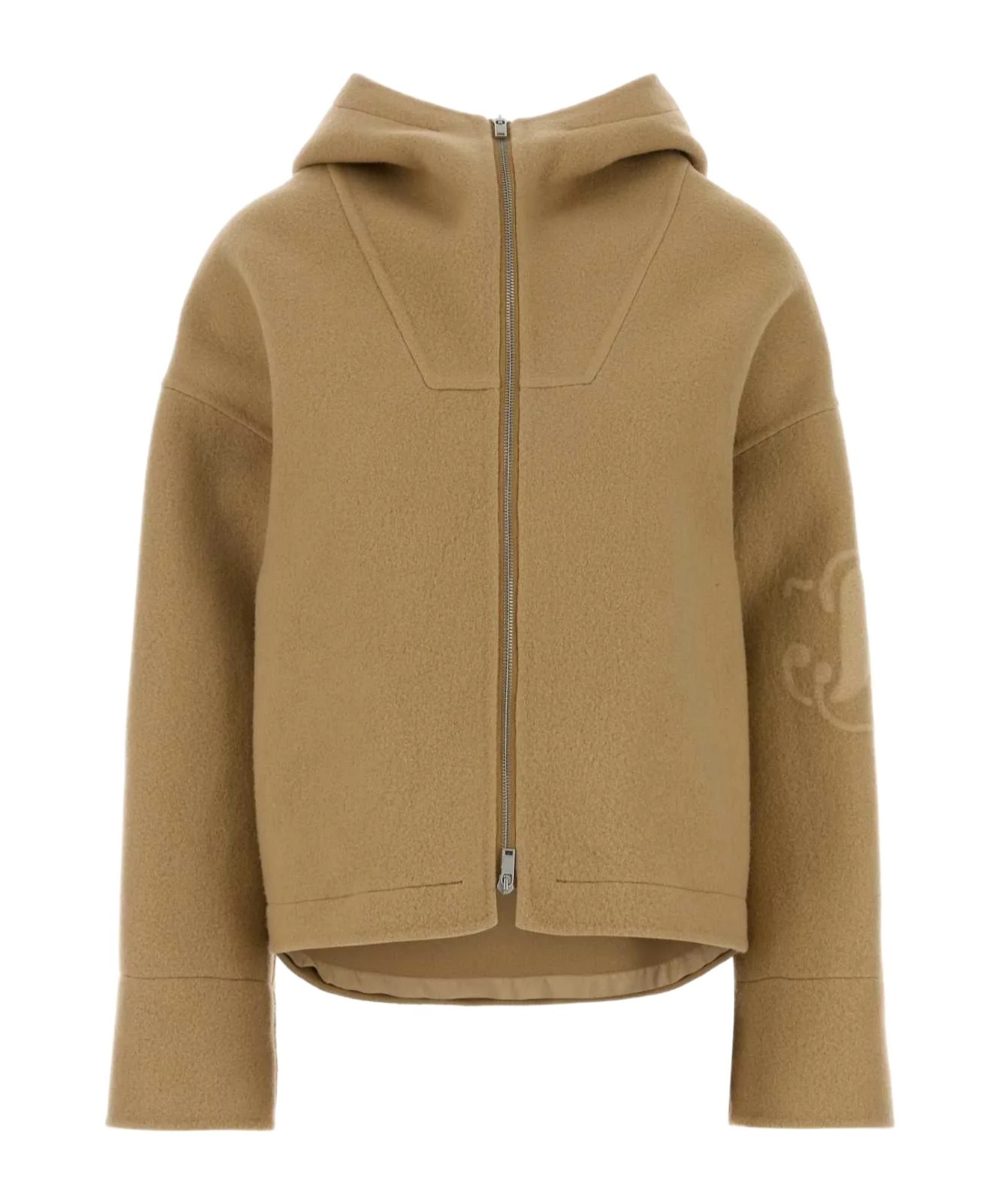 Jil Sander Long Sleeve Hooded Felt Outerwear In Brown