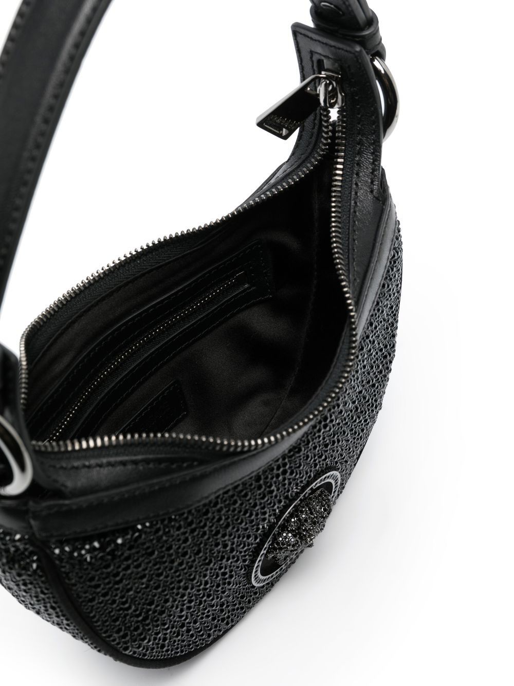 Versace Crystal Embellished Medusa Bag In Black