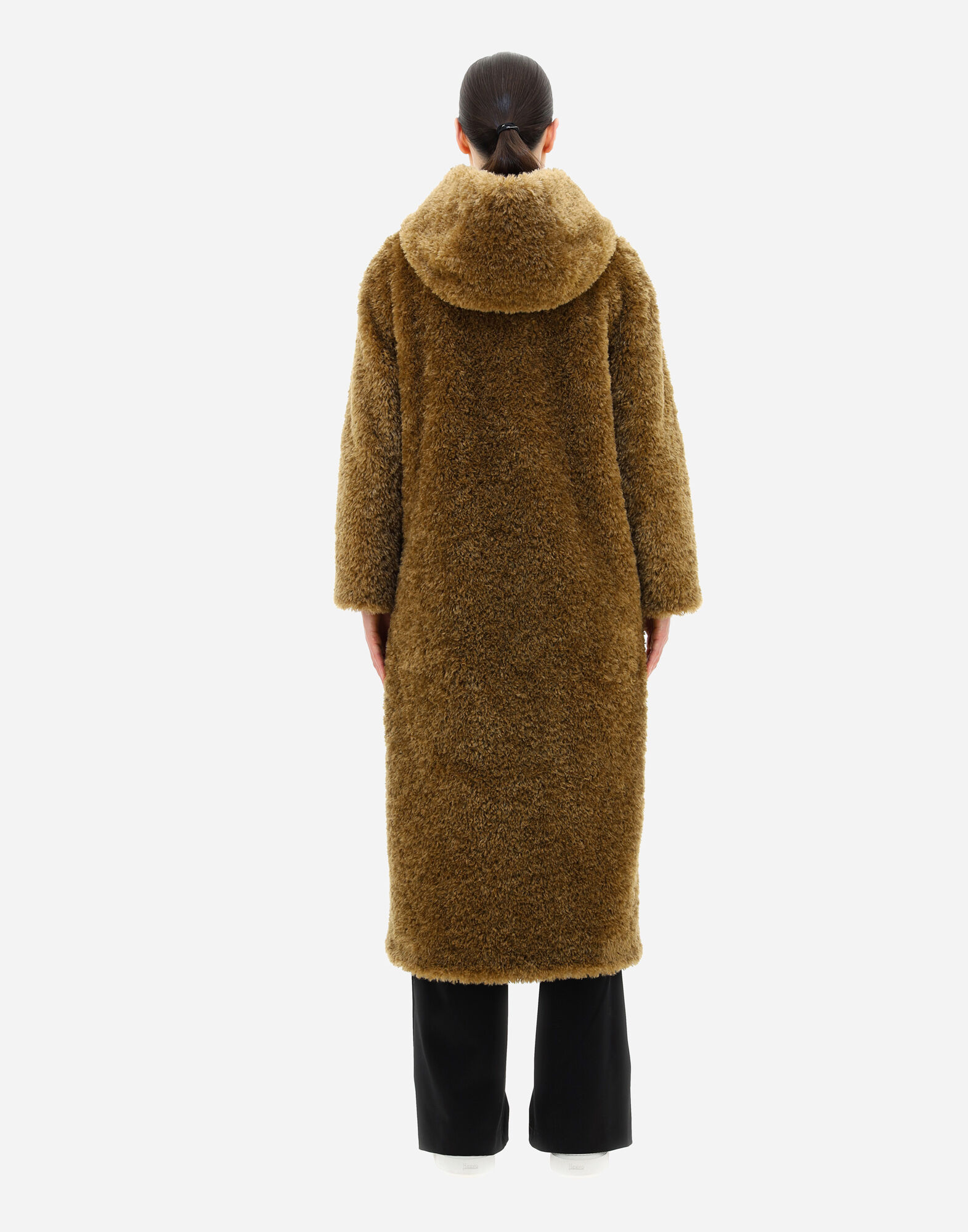 Herno Curly Faux Fur Coat Women In Green