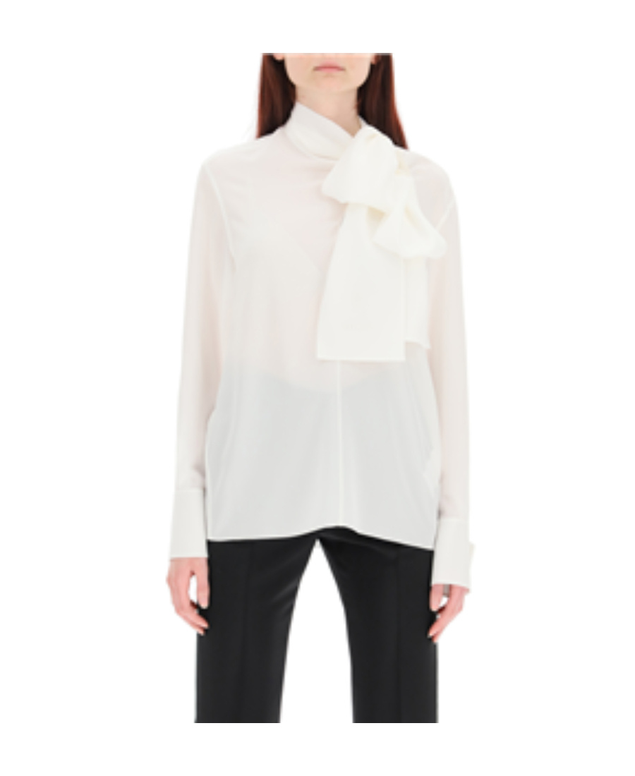 Givenchy Pussy-bow Silk Blouse In Off White