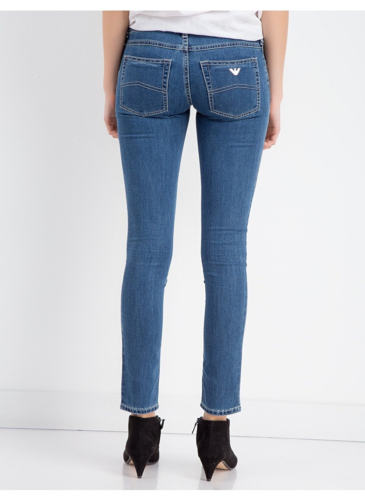 Shop Armani Jeans Logo Straight Jeans In Blue
