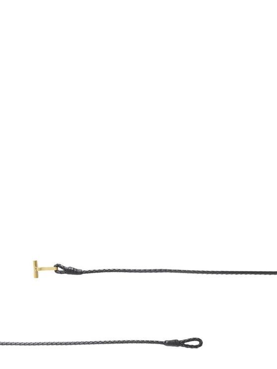Tom Ford Black Bracelet With T Detail In Braided Leather Man In Black