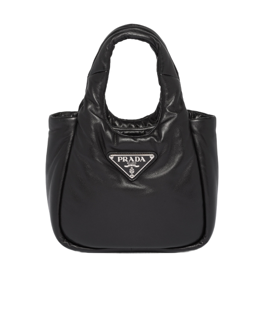 Prada Mini Padded Nappa-leather Soft Handbag In Black