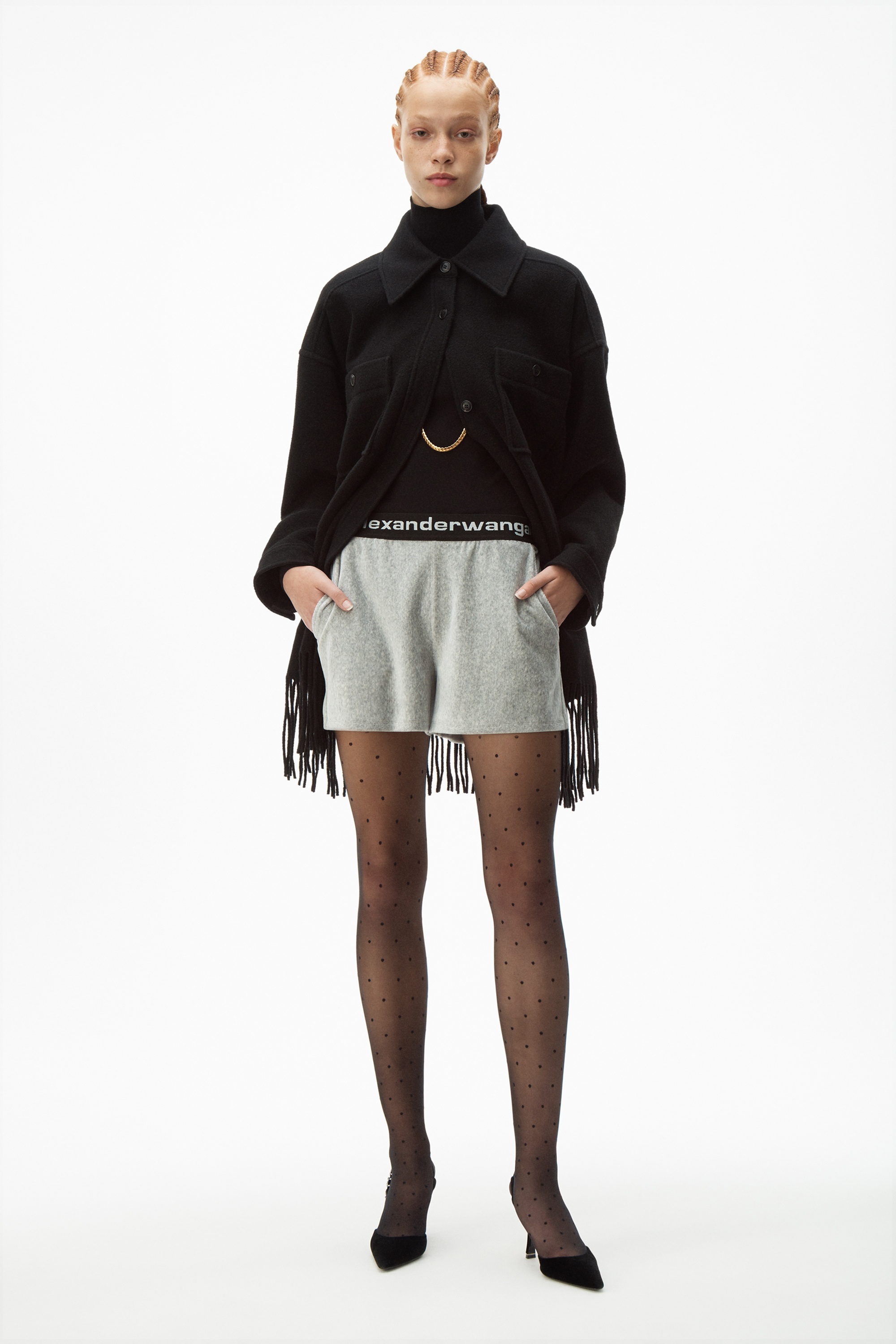 Alexander Wang Elastic Corduroy Shorts In Gray