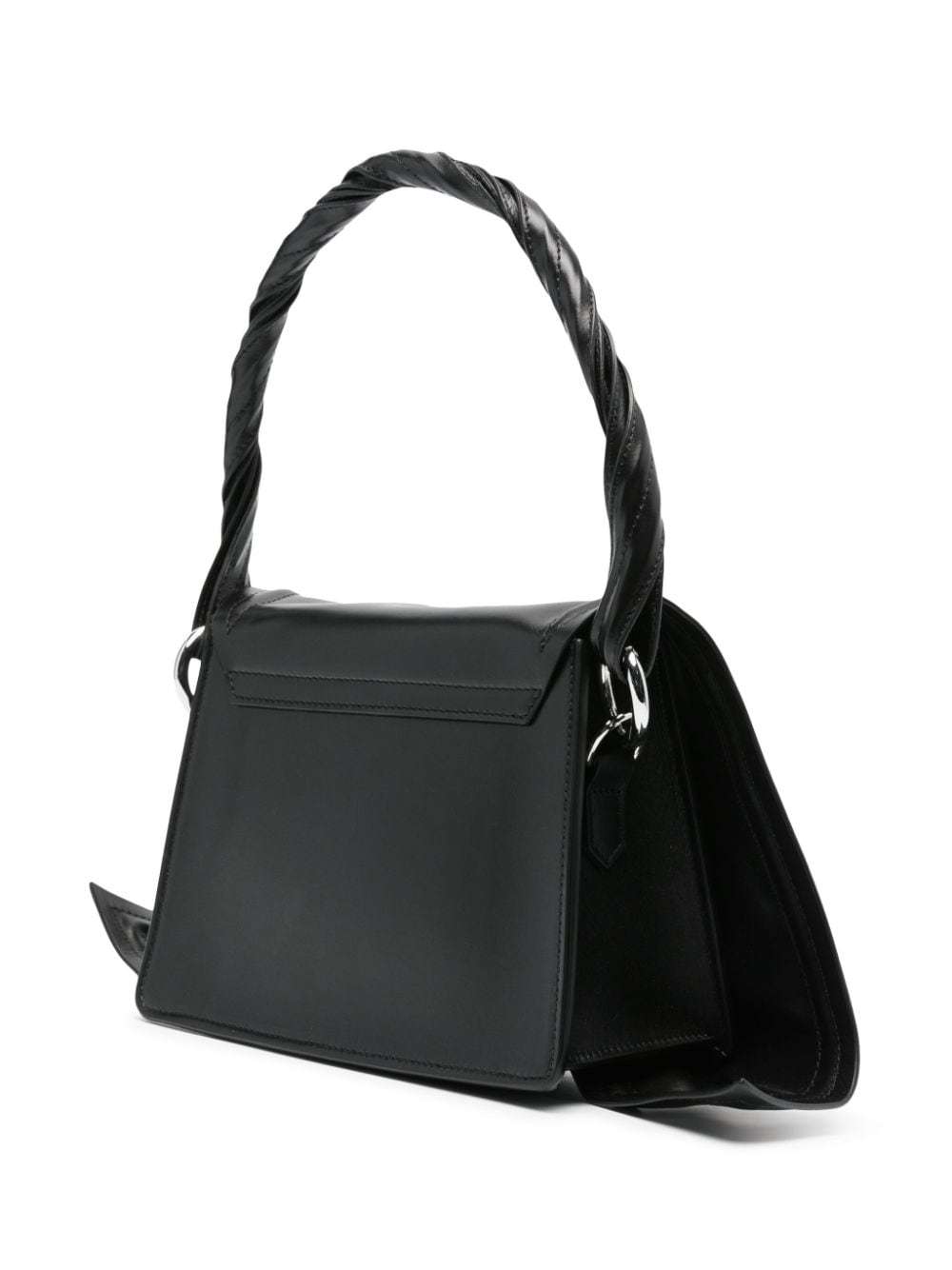 Y/project Black Leather Twisted Handle Handbag With Adjustable Strap In Black