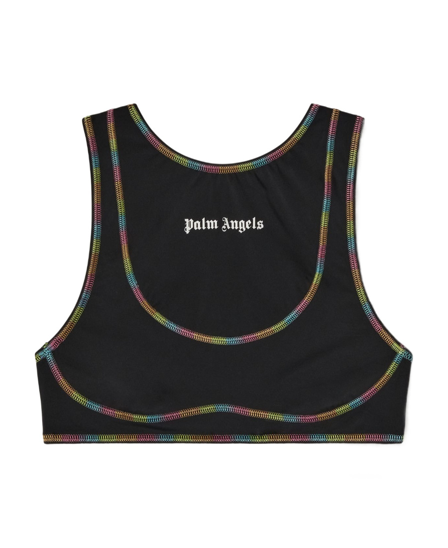 Palm Angels Black Rainbow Miami Sports Top In Black