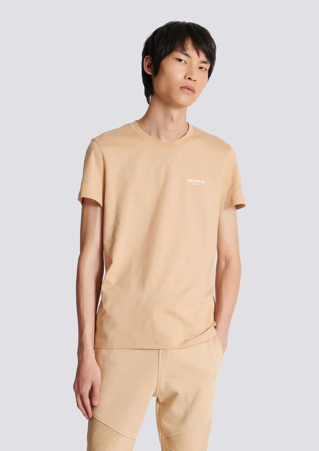 Balmain Beige Logo T-shirt In Nude