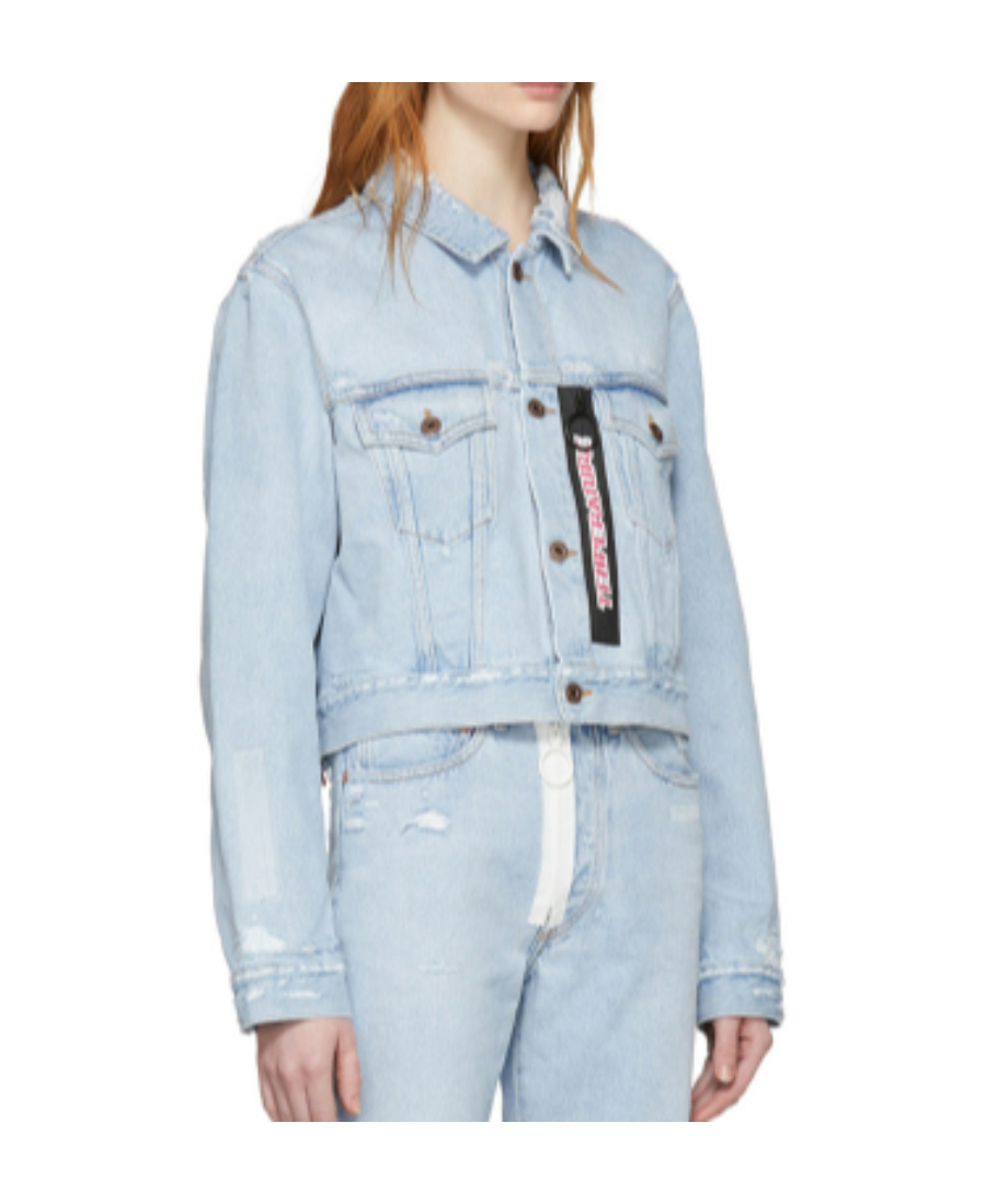Off-white Label Denim Jacket In Blue