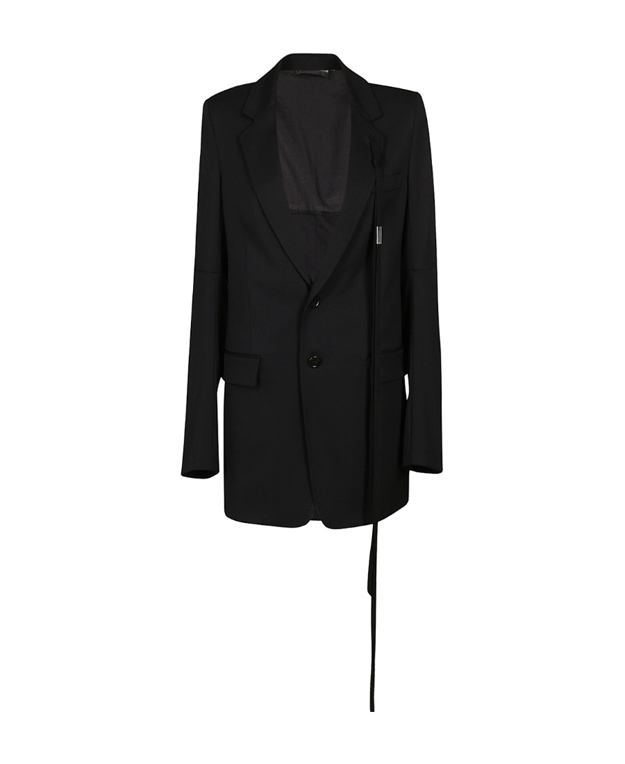 Ann Demeulemeester Denim Blazer With Notched Lapel And Flap Pockets In Black