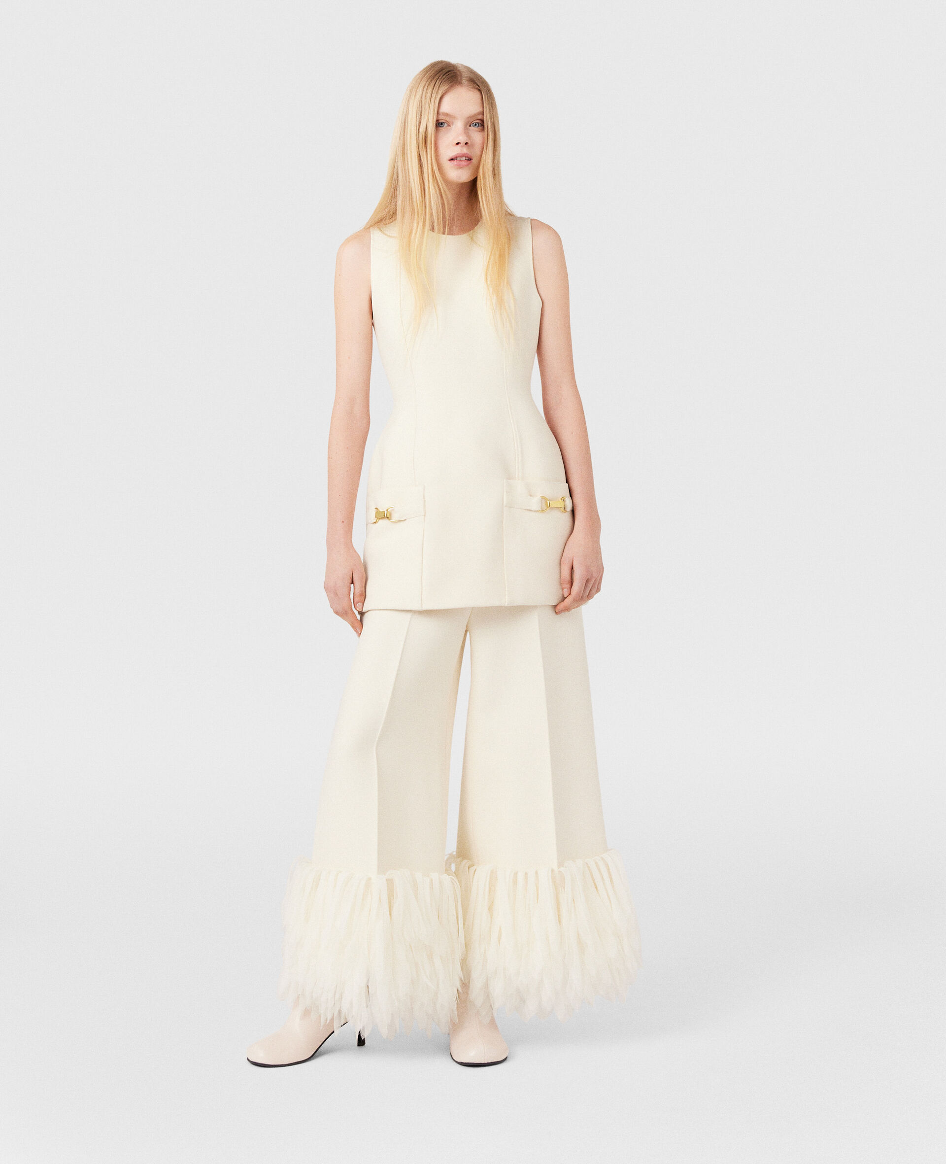 Stella Mccartney Clasp-embellished Sleeveless Mini Dress In White