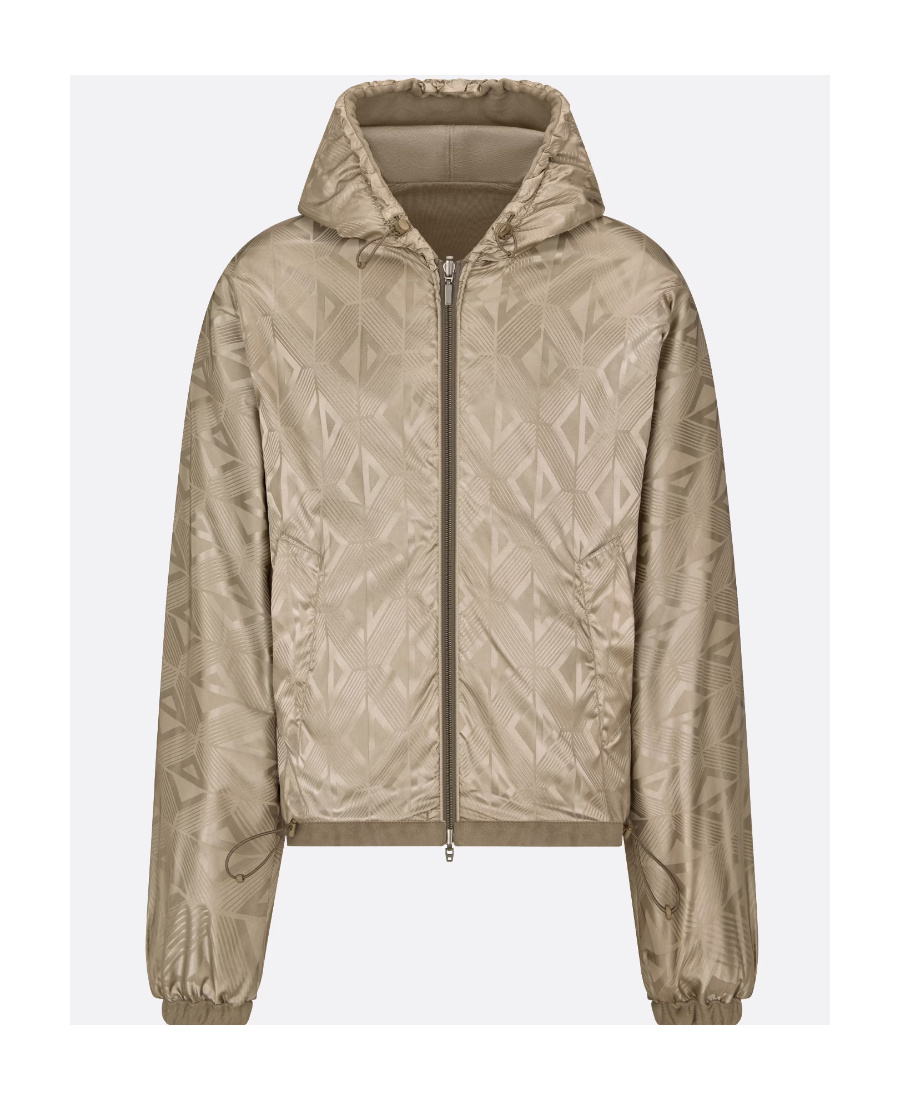 Dior Logo Embroidered Zip-up Jacket In Nude