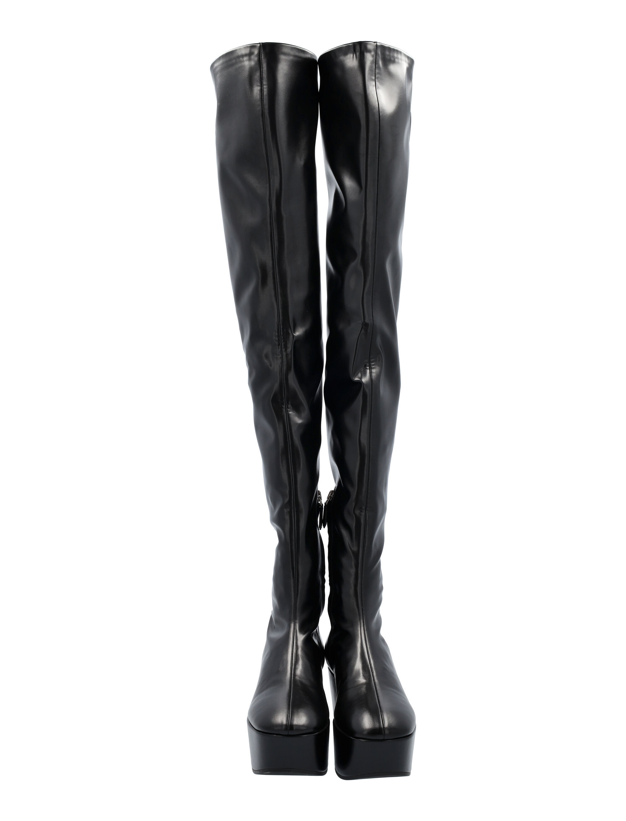 Shop Prada Thigh-high Platform Boots In Black