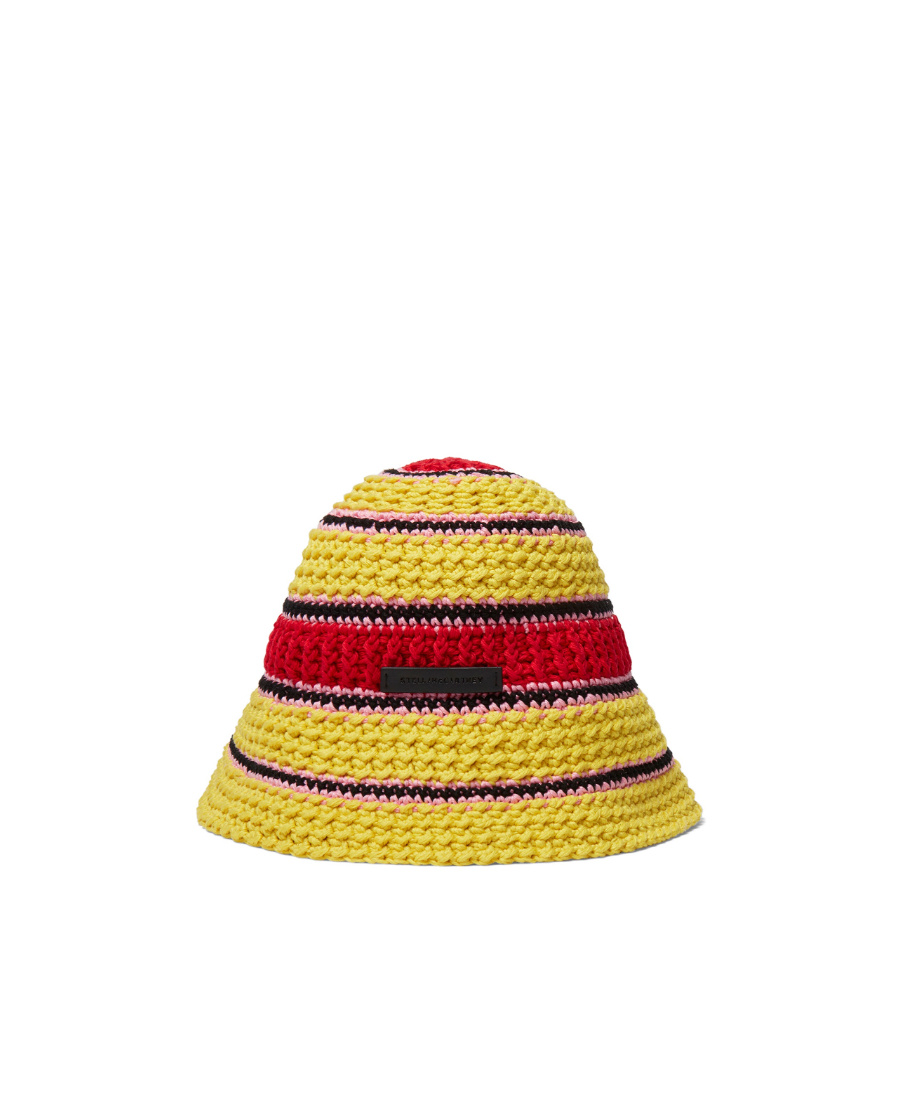 Stella Mccartney Colour-block Crochet Hat In Yellow