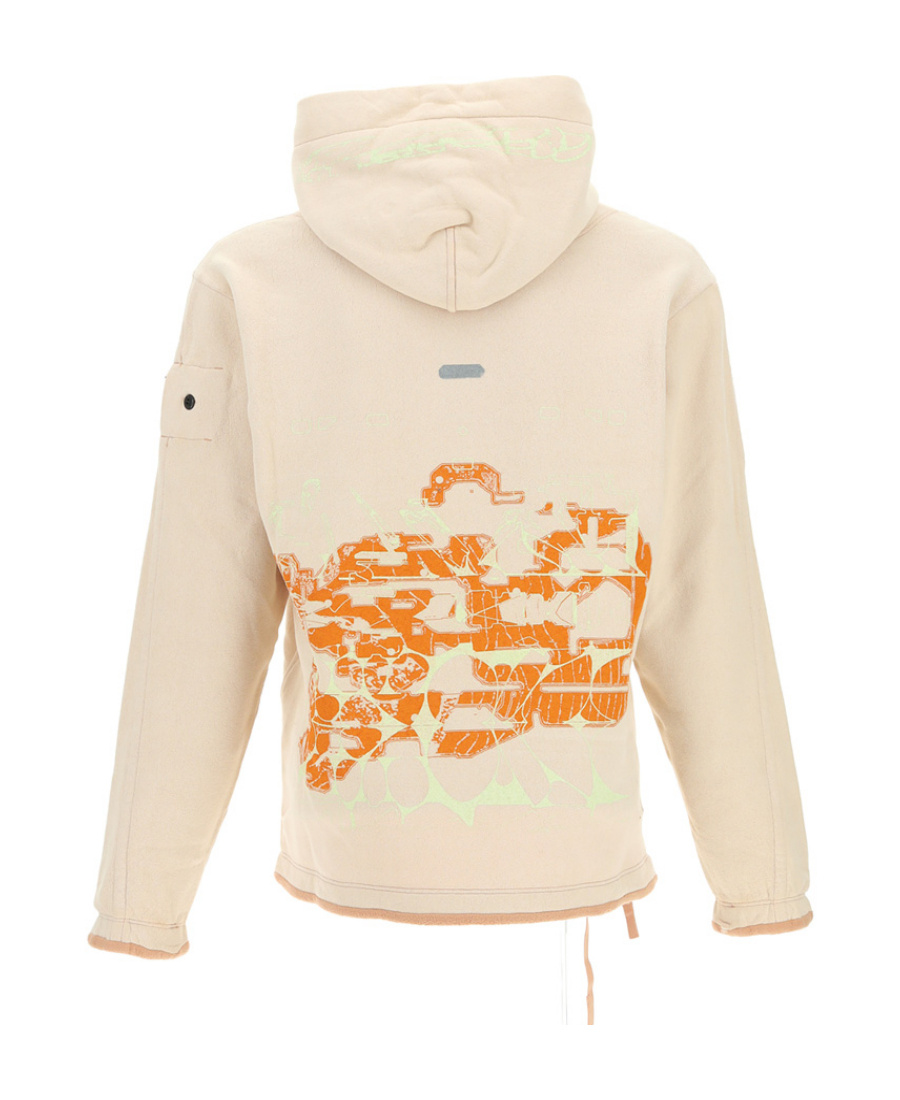 Stone Island Graphic-print Drawstring Hoodie In Nude