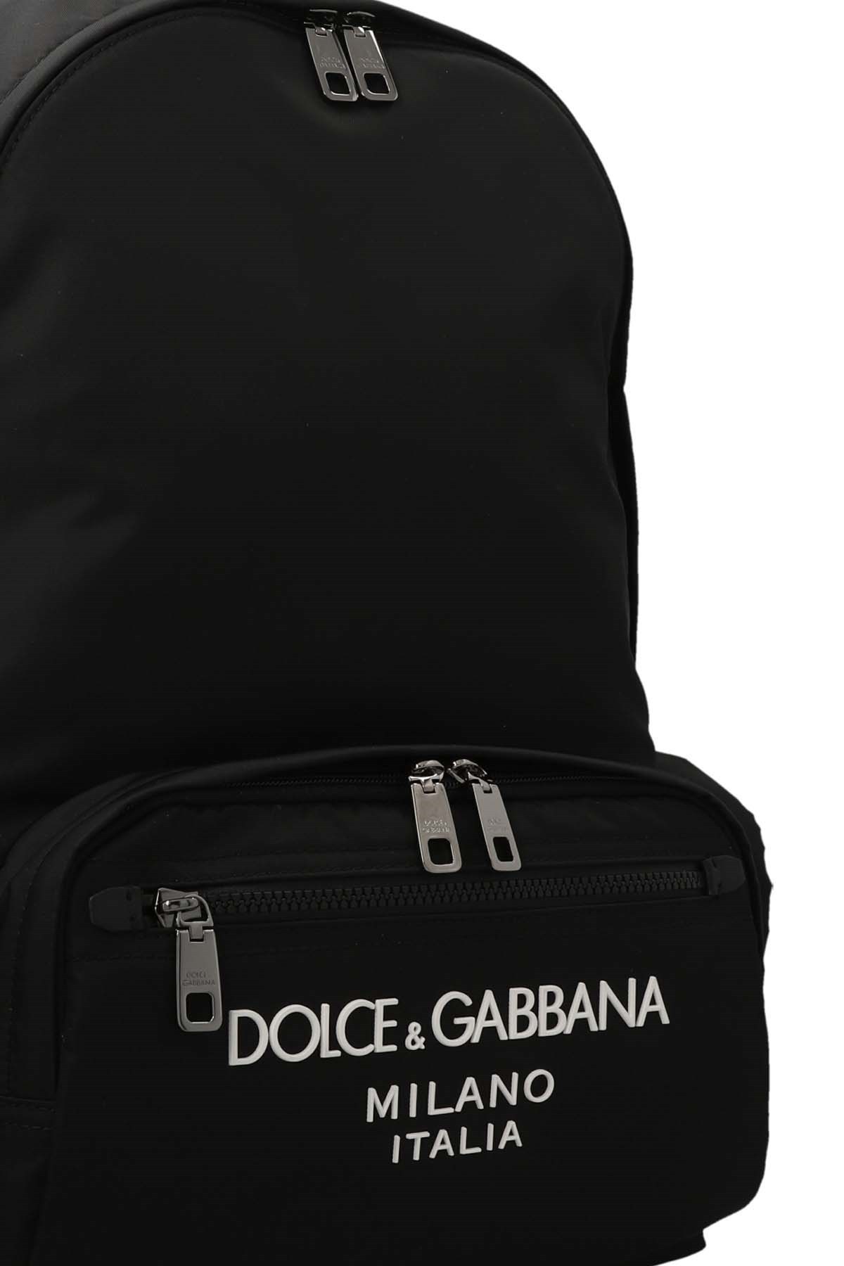 Dolce & Gabbana Nylon Backpack With Logo In Black