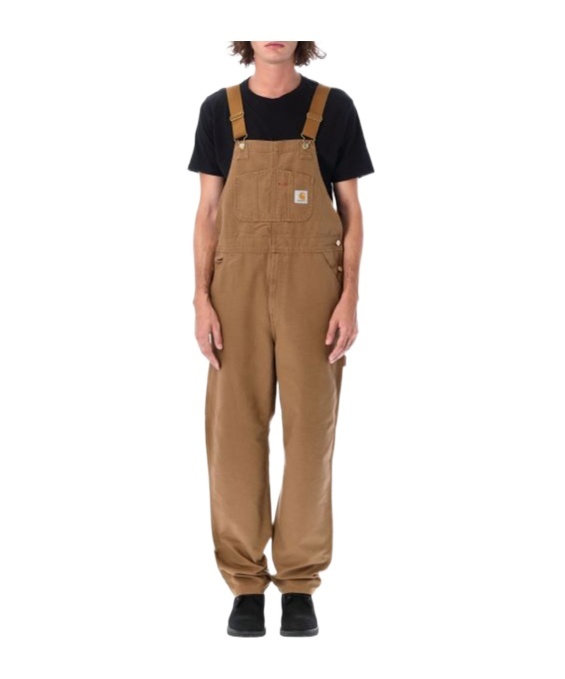 Carhartt Wip Bib Logo Patch Overalls In Brown