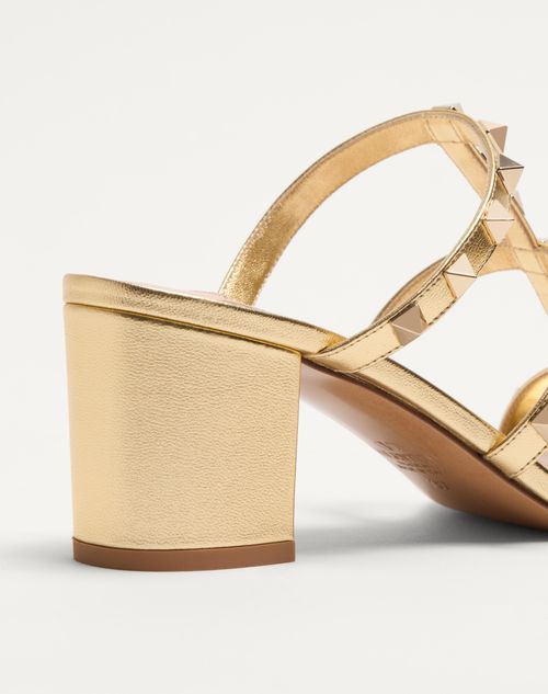 VALENTINO GARAVANI ROCKSTUD SLIDE SANDAL IN LAMINATED NAPPA LEATHER 60MM