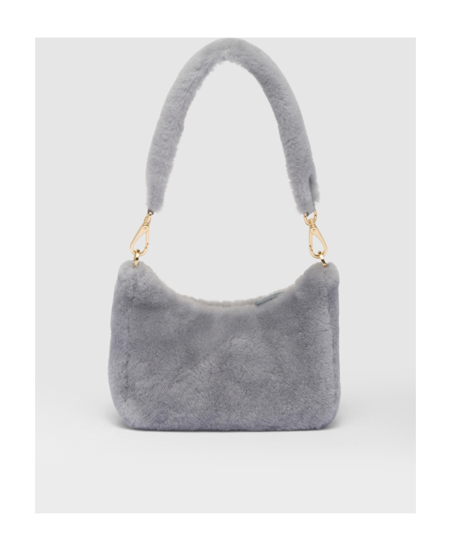 Prada Re-edition 2005 Shearling Shoulder Bag In Cornflower