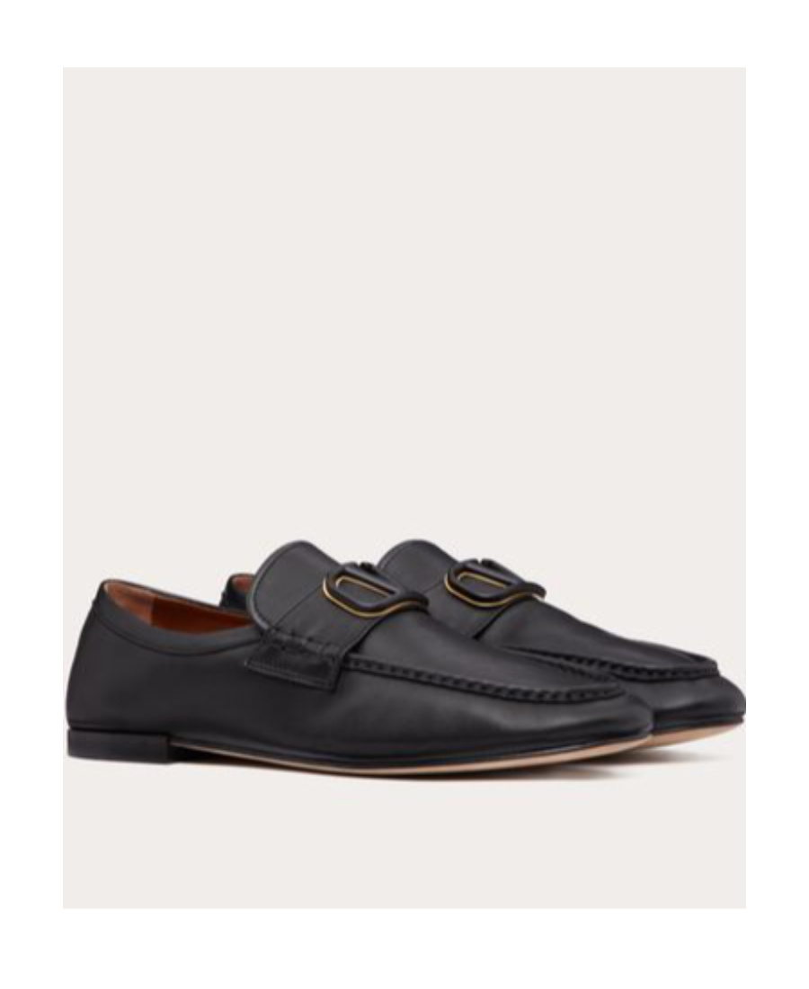 Valentino Garavani Vlogo Signature Leather Loafers In Black