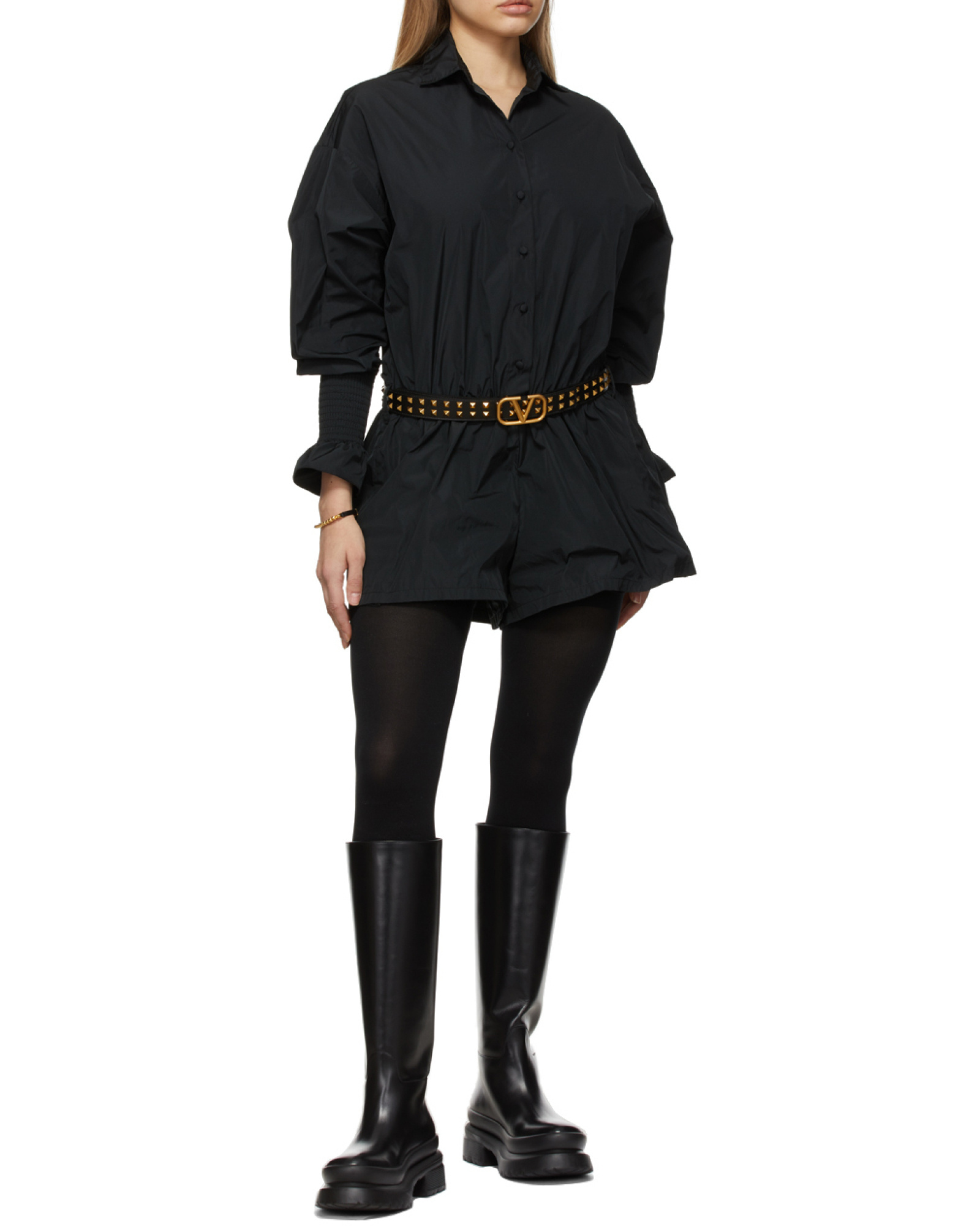 Valentino Roman Stud Knee-high Boots In Black