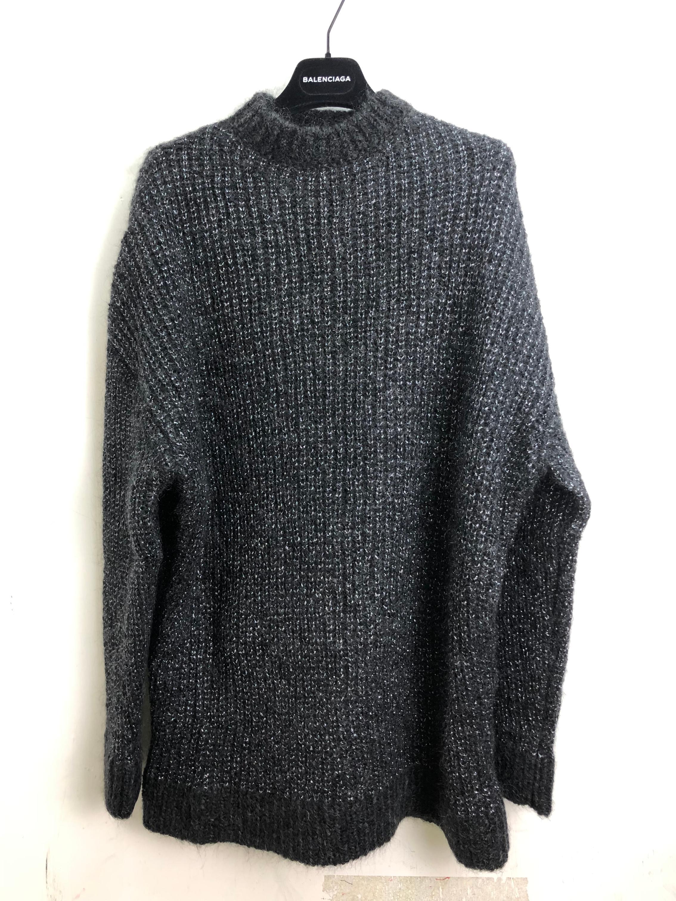 Saint Laurent Metallic Loose-knit Jumper In Black
