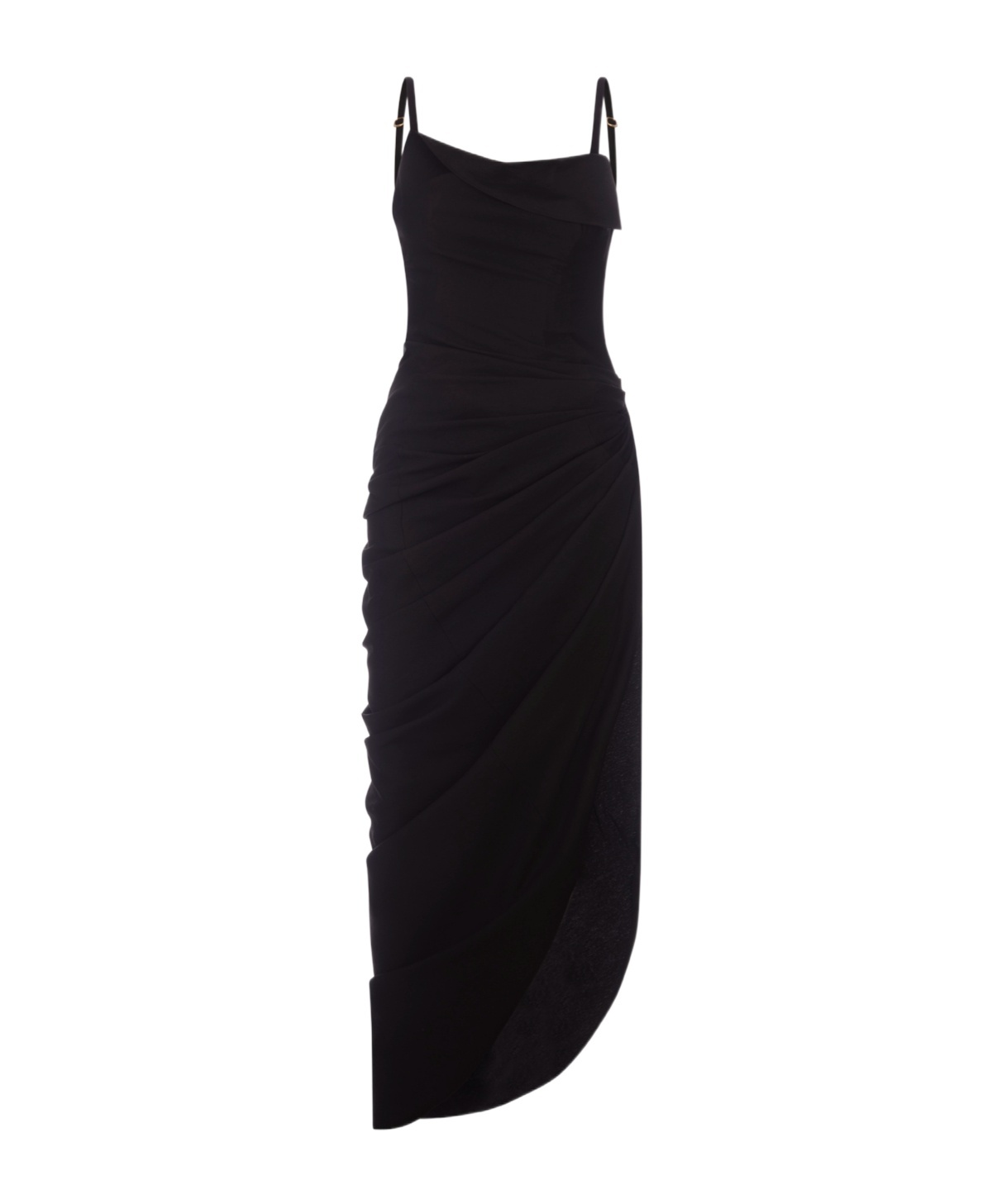 Jacquemus Ruched Strapped Dress In Black