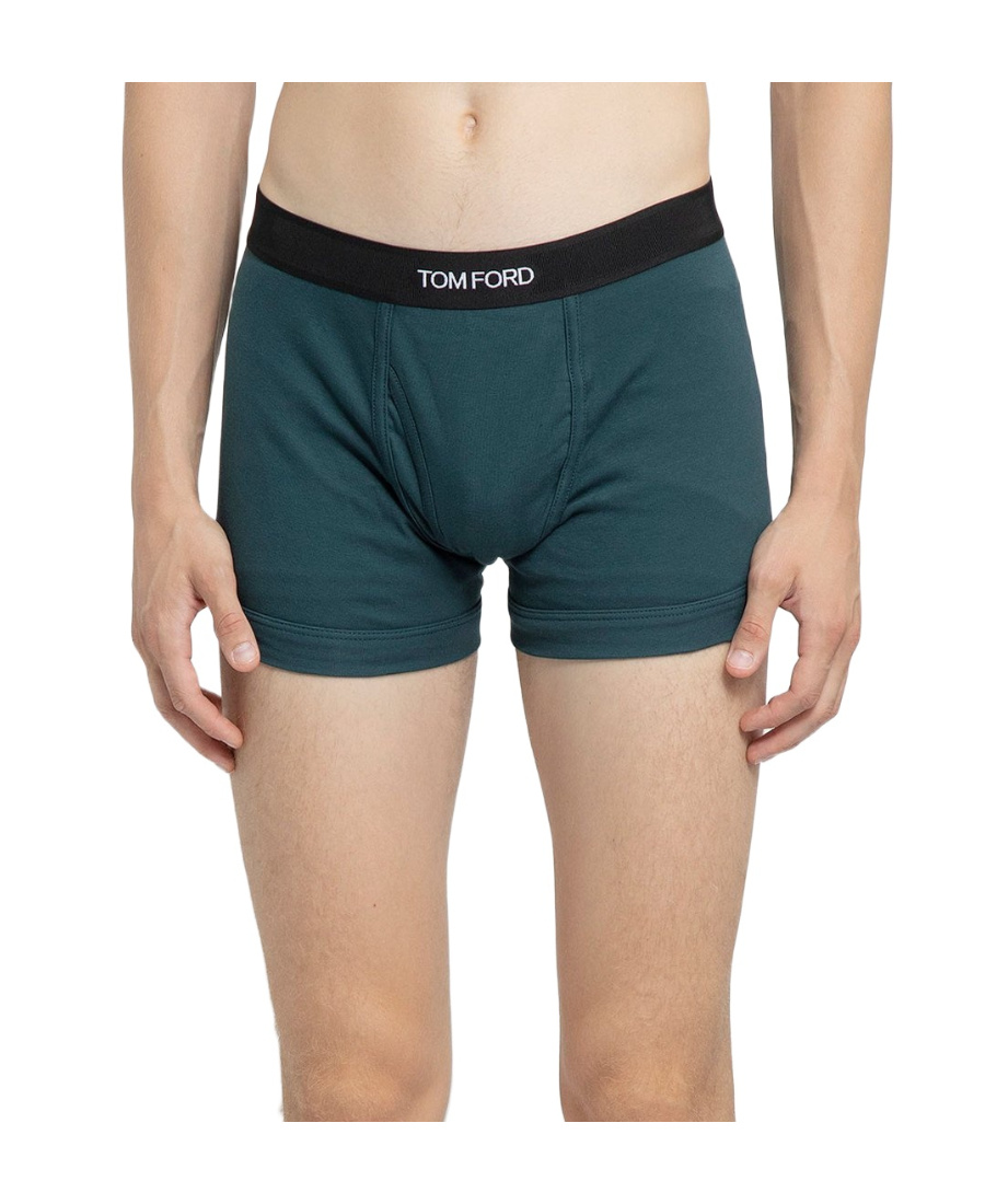 Tom Ford Logo Waistband Stretched Boxers In Green