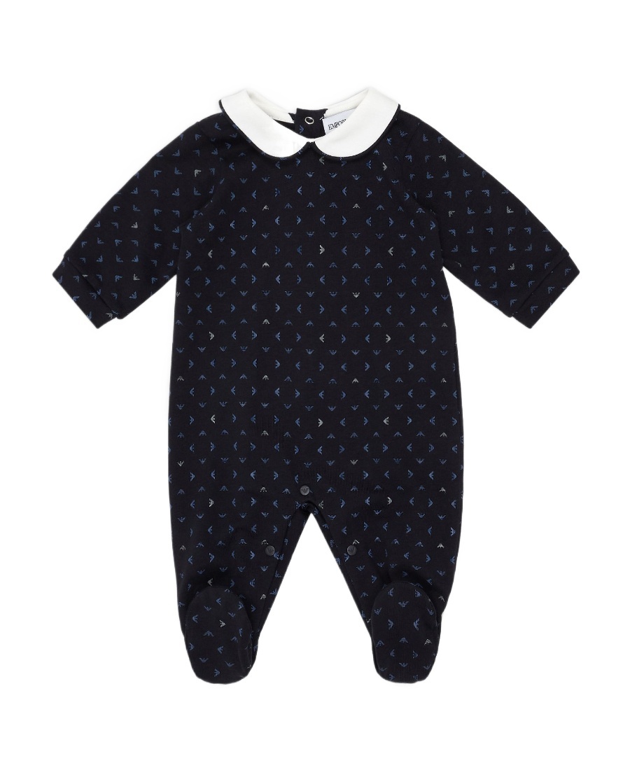 Emporio Armani Monogram-print Cotton Bodysuit In Black