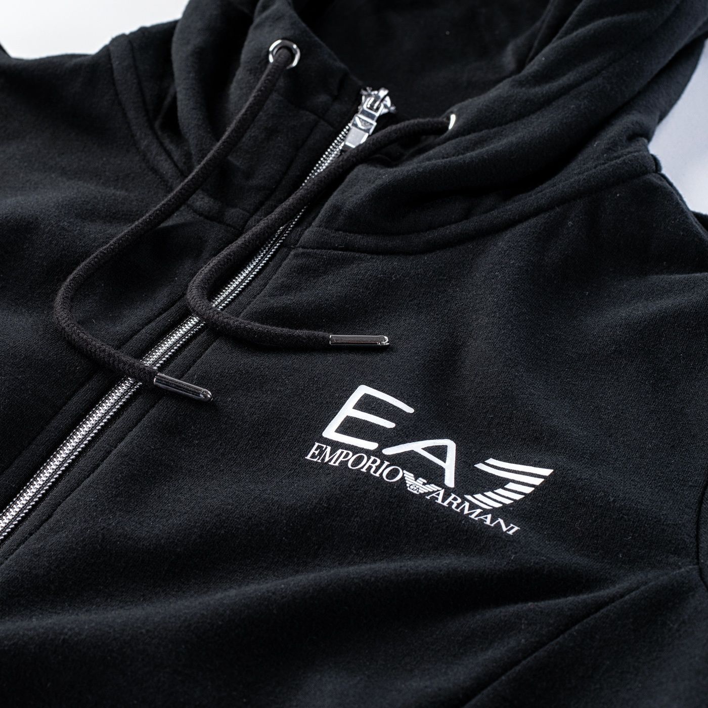 EA7 LOGO PRINT ZIPPED HOODIE