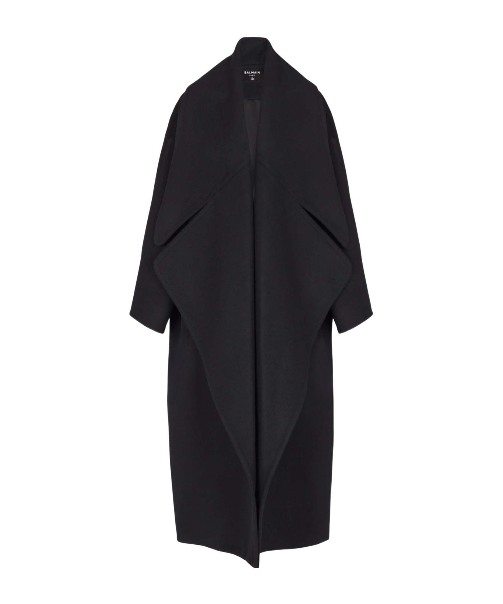 Balmain Wollmantel Mit Oversized-revers In Black