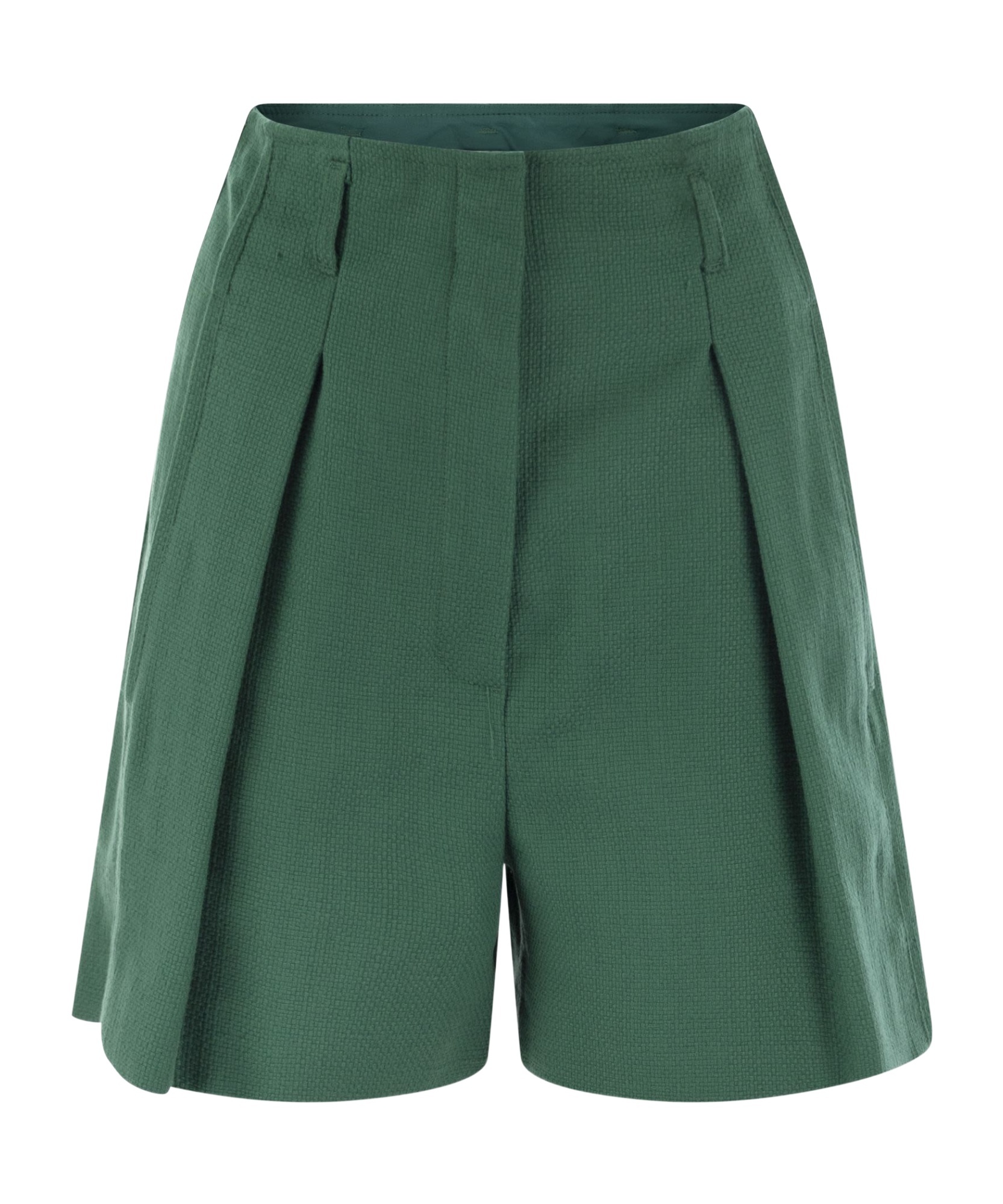 Weekend Max Mara Pandoro - Cotton Bermuda Shorts With Darts In Green