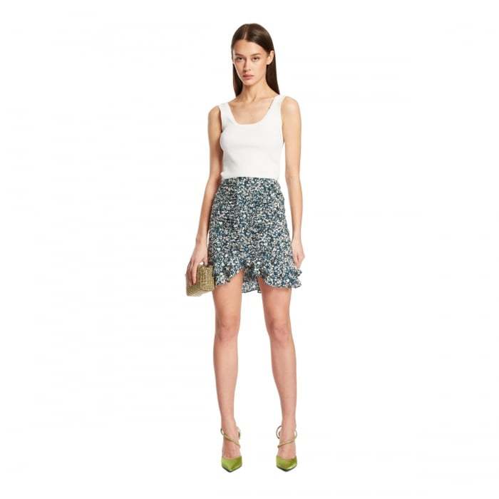 Isabel Marant Milendi Ruched Ruffle Mini Skirt In Nude