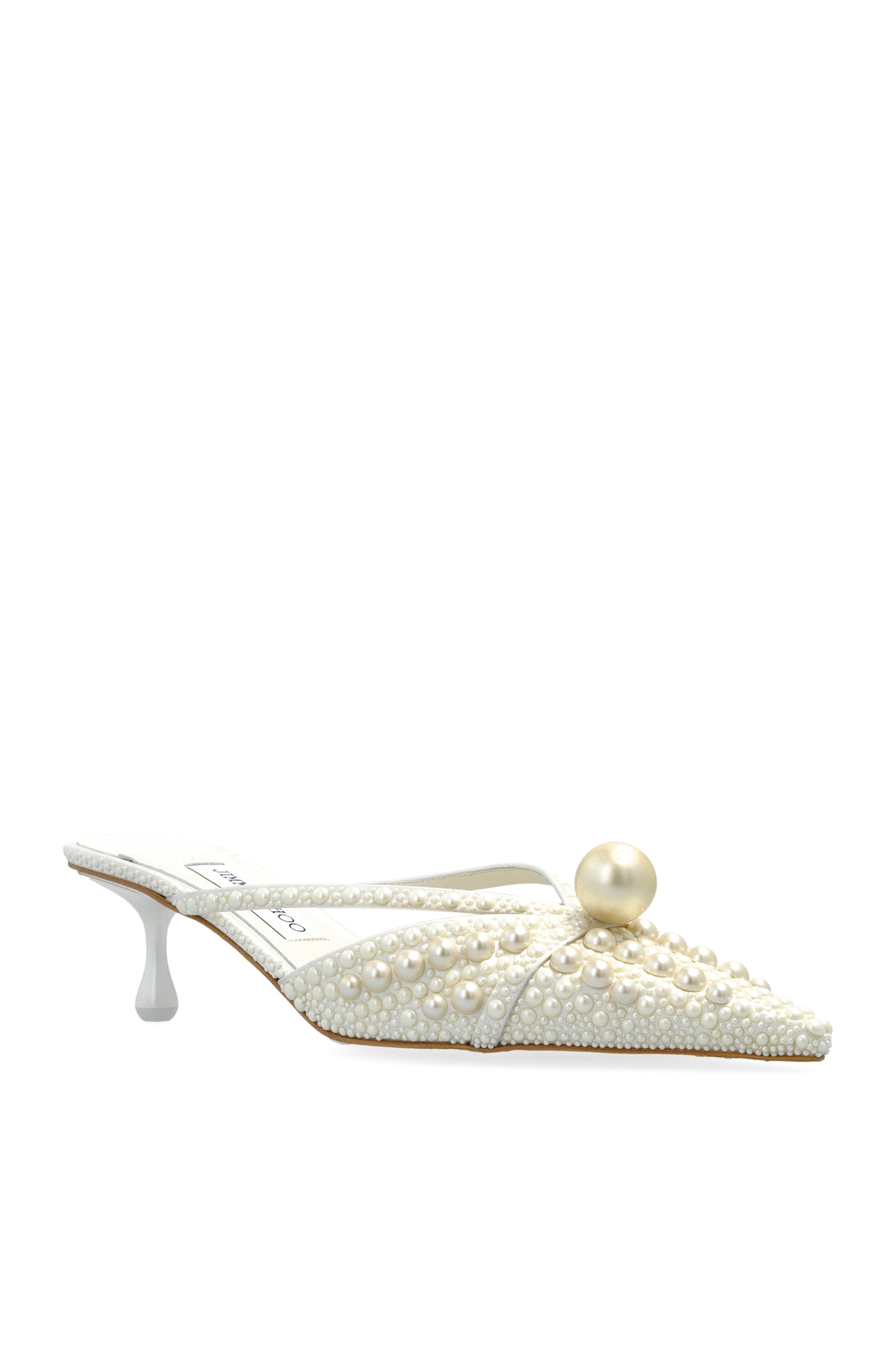Jimmy Choo 50mm Sana Pearl-embellished Pointed-toe Mules In White