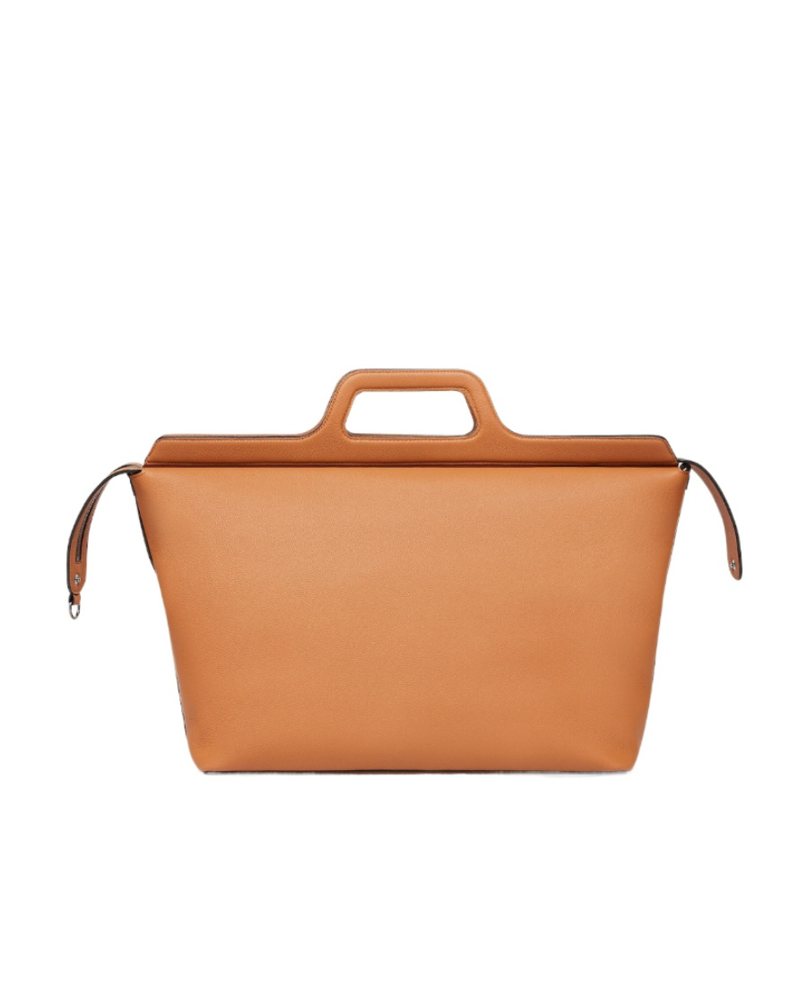 Fendi Logo-lettering Leather Duffle Bag In Brown