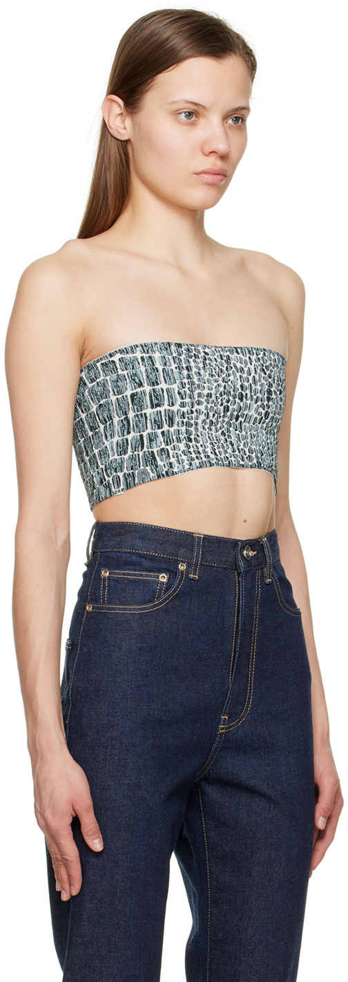 Alaïa 3d Crocodile Stretch Knitted Jacquard Vest In Gray