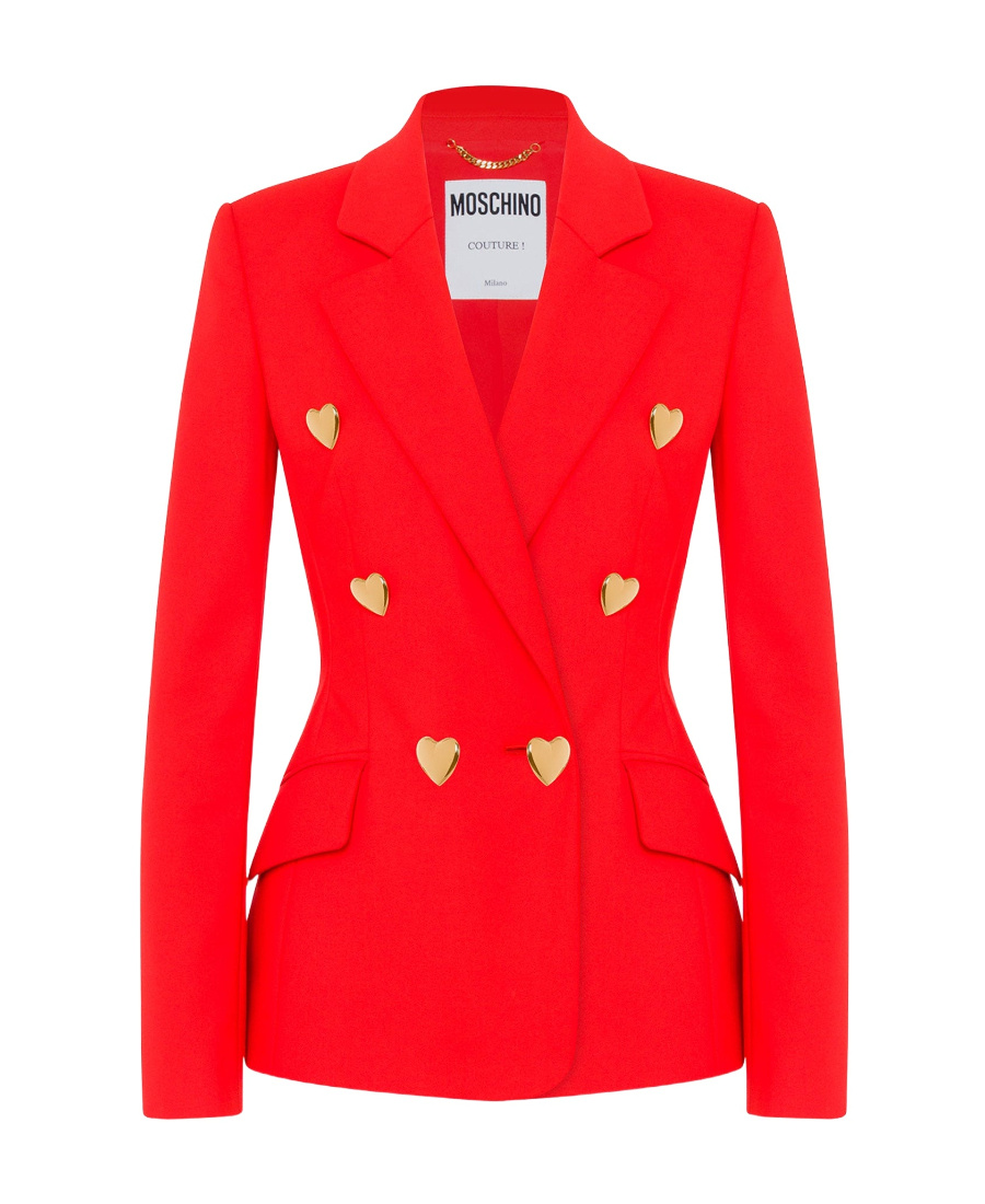 Moschino Heart-button Double-breasted Blazer In Red