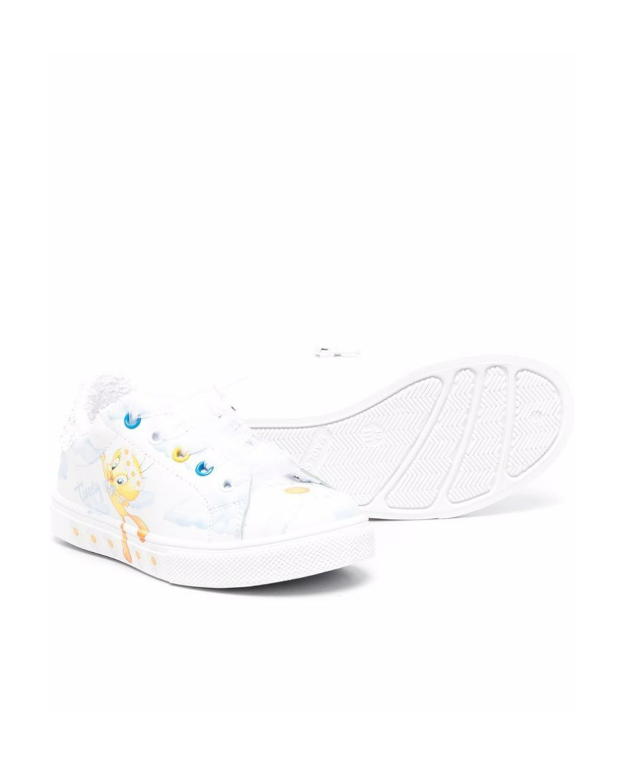 Monnalisa Tweety-print Lace-up Sneakers In White
