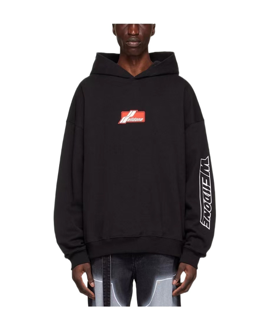 We11 Done Cotton Hooded Sweater In Black