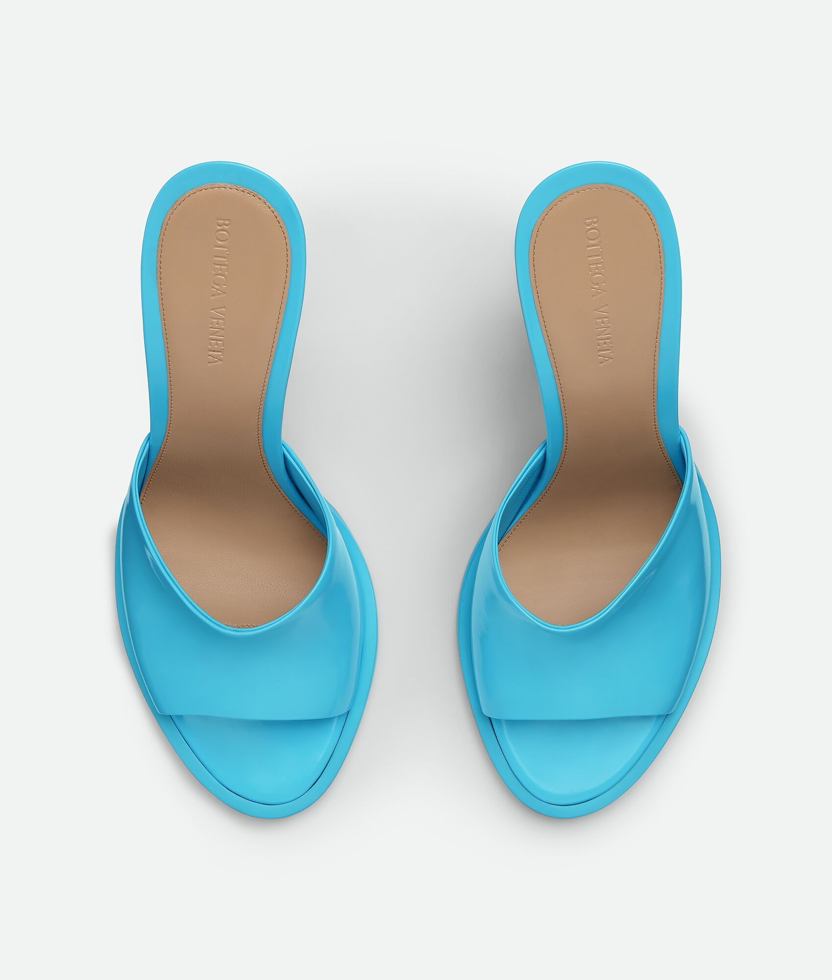 Bottega Veneta Spool Heel Cha-cha Leather Sandals 10cm In Blue